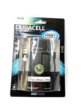 Duracell 3 in 1 Rechargeable Charger PRO122 6ft Cord iPhone iPad iPod